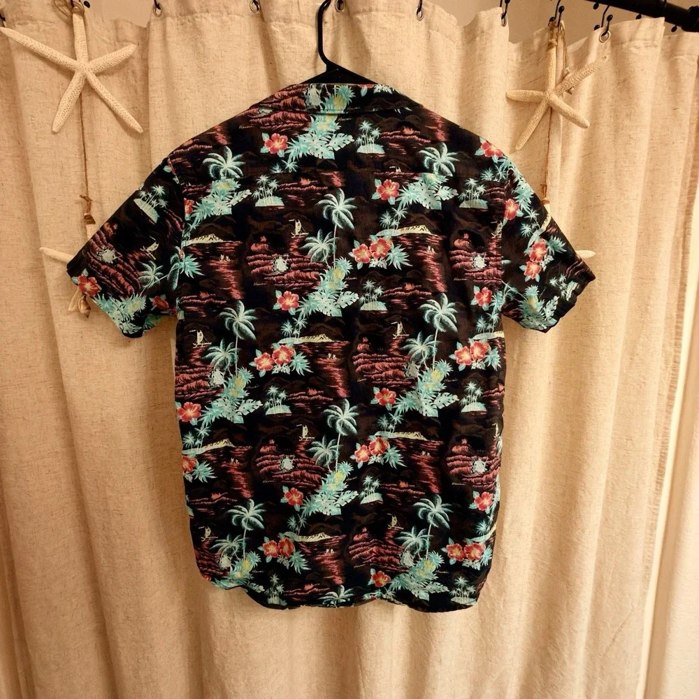 Men's Billabong Hawaiian Tiki 100% Cotton Short-Sleeve Button Shirt L– Excellent